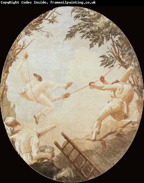 TIEPOLO, Giovanni Domenico Pulcinelle on the Tightrope